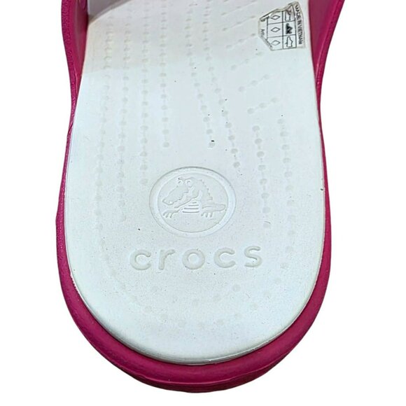 Crocs Sanrah Circle Slide Sandals Pink White Slip-On Pool Beachwear Womens 9 - Picture 9 of 10
